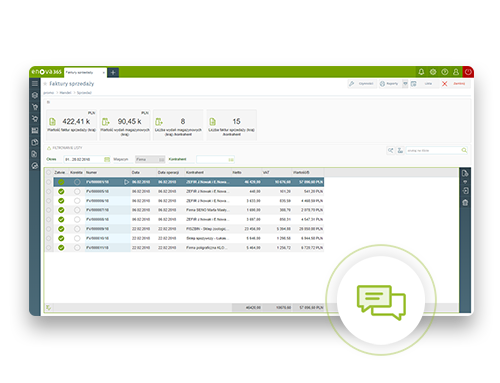 screen z systemu crm enova365 raporty i forecasty