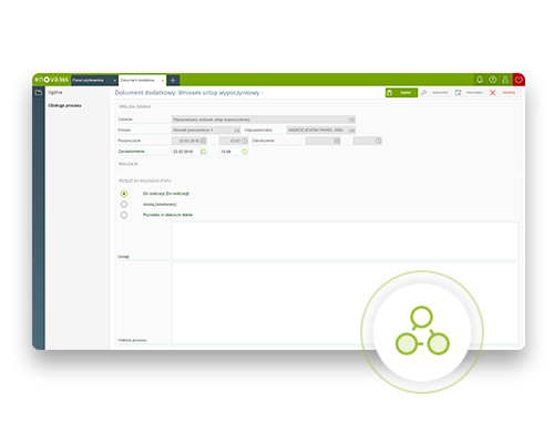 edycja procesów w systemie ERP enova365 screen