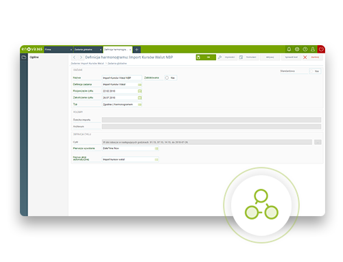 system erp enova365 moduł harmonogram zadań - screen