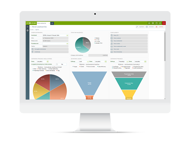 screen z systemu erp enova365 wykresy business intelligence