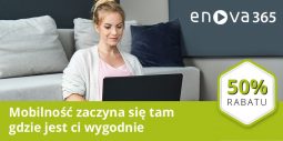 Grafika do promocji z 50% rabatem dla Klientów enova365
